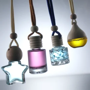 Round Glass Car Perfume Bottles with Wooden Lids