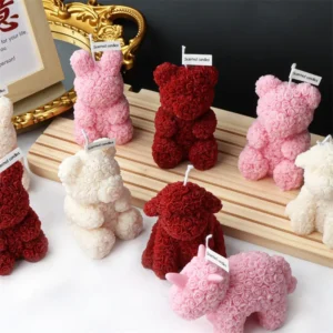 Handmade Scented Rose Teddy Bear Candle