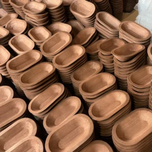 Oval Paulownia Wood Bread Candle Bowl