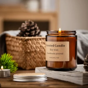 Luxury Scented Soy Candle in Amber Glass
